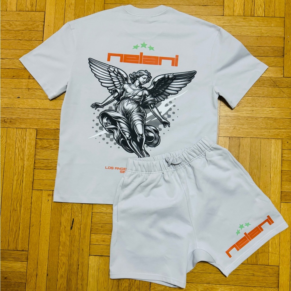 White Athletic Shorts with Orange Detail